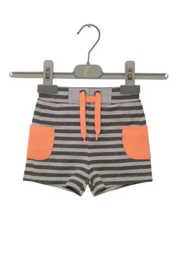 Short rayé gris et corail Kiabi – 12 mois