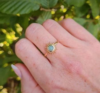 Bague soleil plaqué or et aventurine taille 56