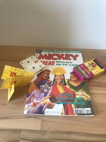 jeu de cartes de construction de château jamais utilisées avec journal de mickey vintage 03/2001