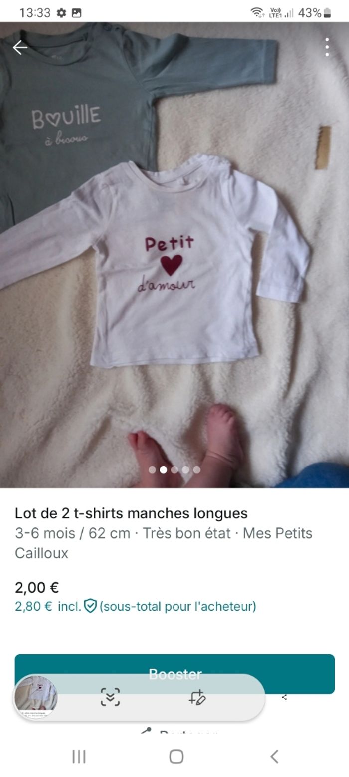 Lot 2 t-shirts manches longues - photo numéro 2