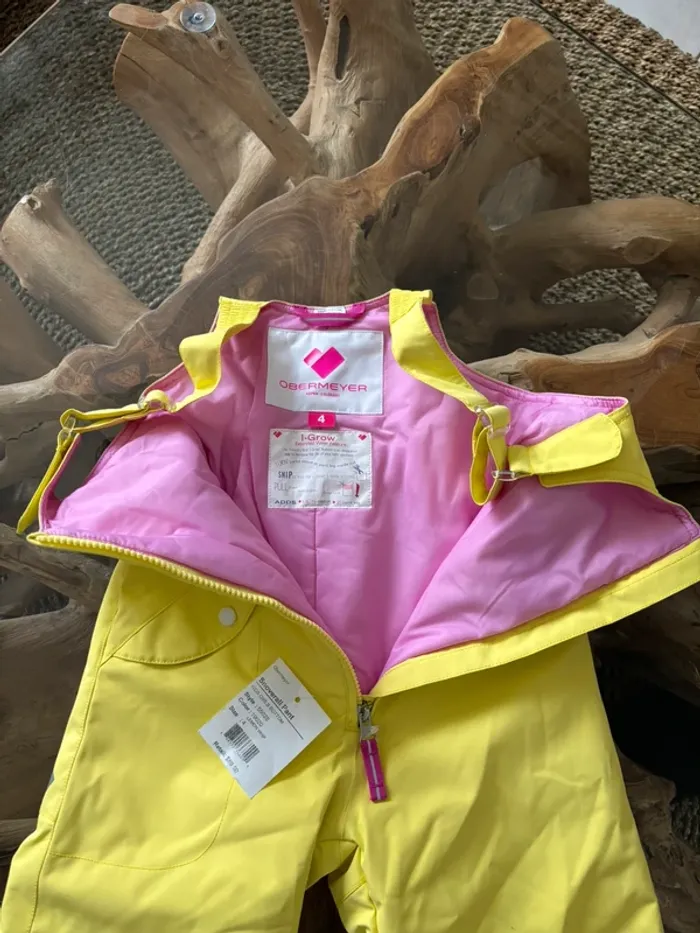 Combinaison de ski fille Obermeyer jaune rose 4 ans neuf - photo numéro 6
