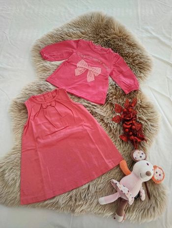 Ensemble  robe t-shirt  rose bébé  rêve 6 mois