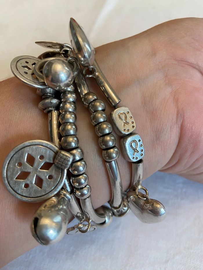 Bracelet en argent quatre rangs élastiques Réminiscence - photo numéro 2