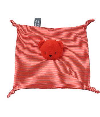 Doudou plat rayé ours rouge ORCHESTRA PREMAMAN blanc tête éponge sos doudou