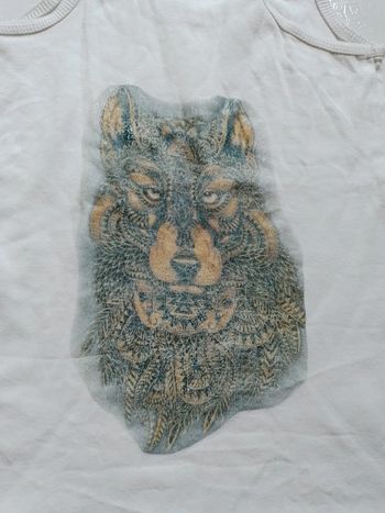 Débardeur femme blanc Motif loup