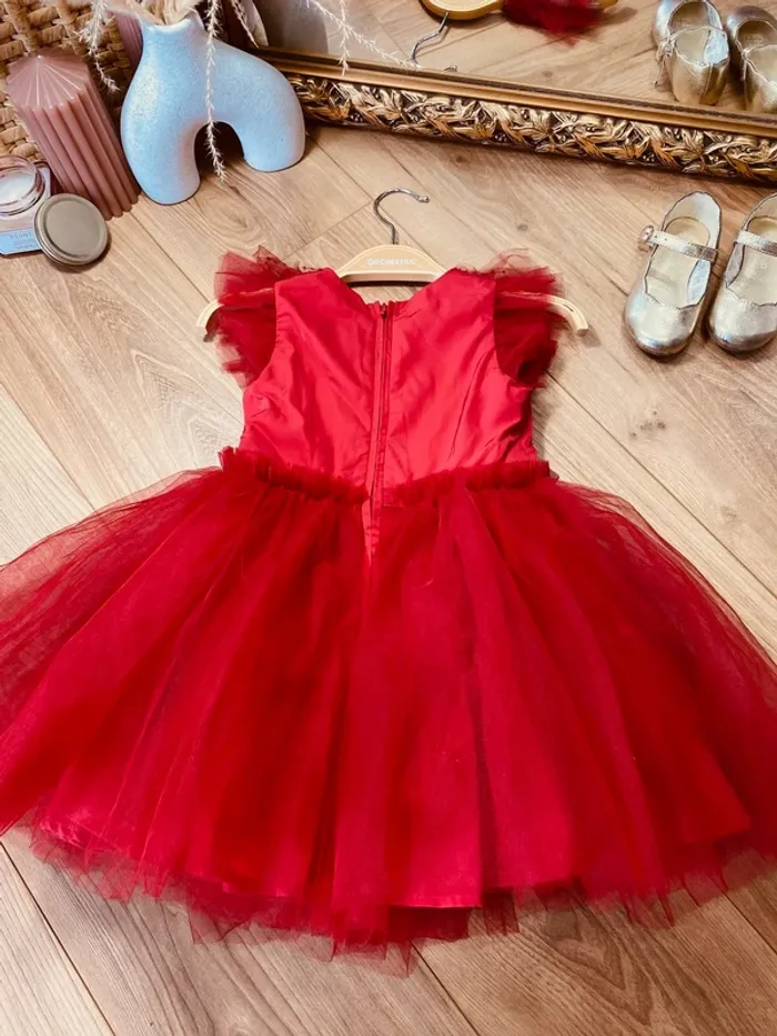 Taille 2-3 ans robe créateur fille TAO rouge * tulle * 🌹 - photo numéro 7