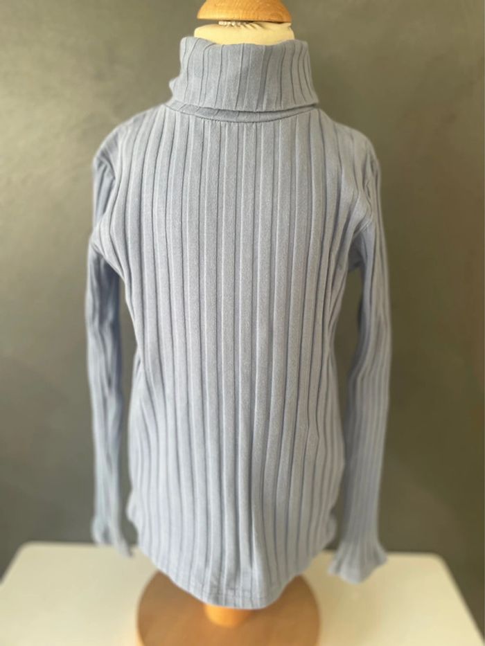 Pull bleu col roulé fille