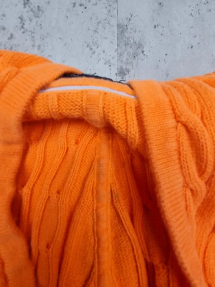 Gilet zippé torsadé orange Tommy Hilfiger – Taille L Femme (mesures en photos) - photo numéro 5