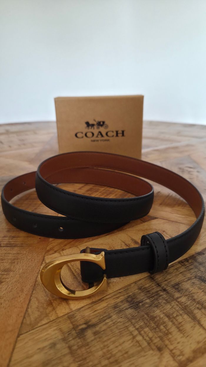 Ceinture Coach noir avec boucle C dorée Taille 100 - photo numéro 3