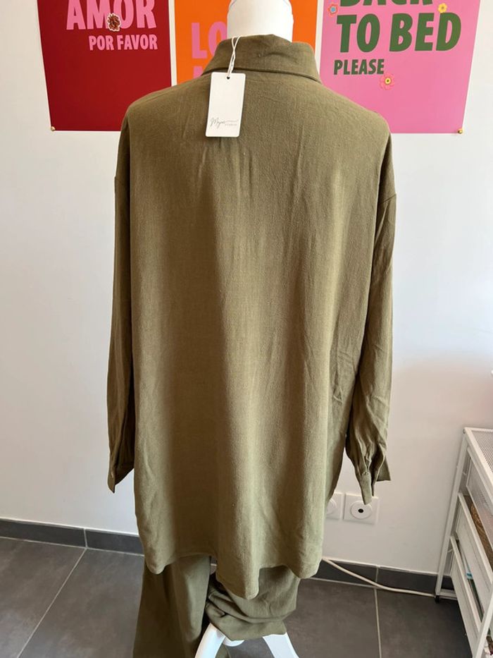 Ensemble Kaki Brodé Pantalon et Chemise longue M/L Neuf - photo numéro 3