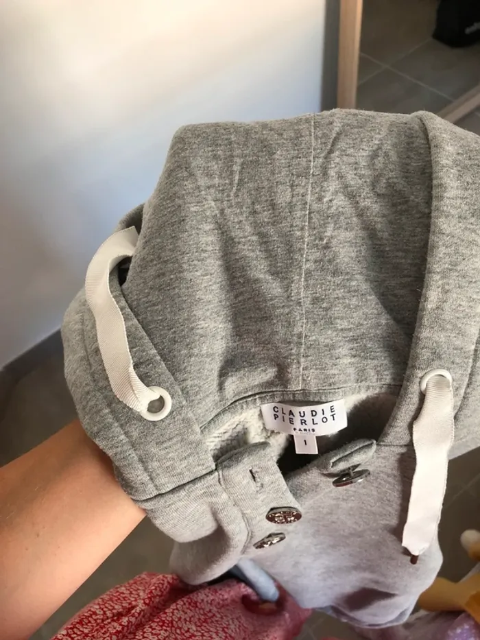 Sweat court à capuche gris comme neuf taille S Claudie Pierlot - photo numéro 8