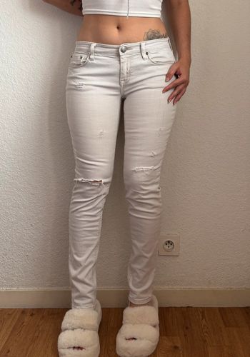 Jean etam jeans blanc écru crème taille basse slim y2k début 2000 taille M/38