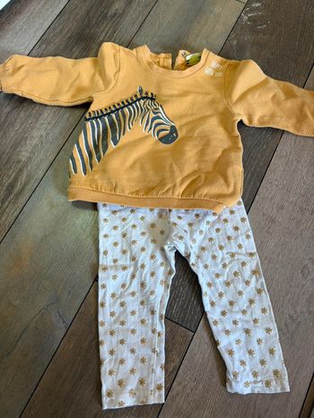 Ensemble fille TAO zèbre 12 mois moutarde paillettes