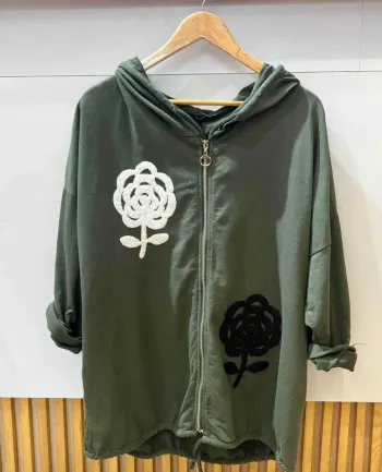 Gilet femme veste femme sweat à capuche femme taille 42 taille 44 taille 46 kaki cardigan femme