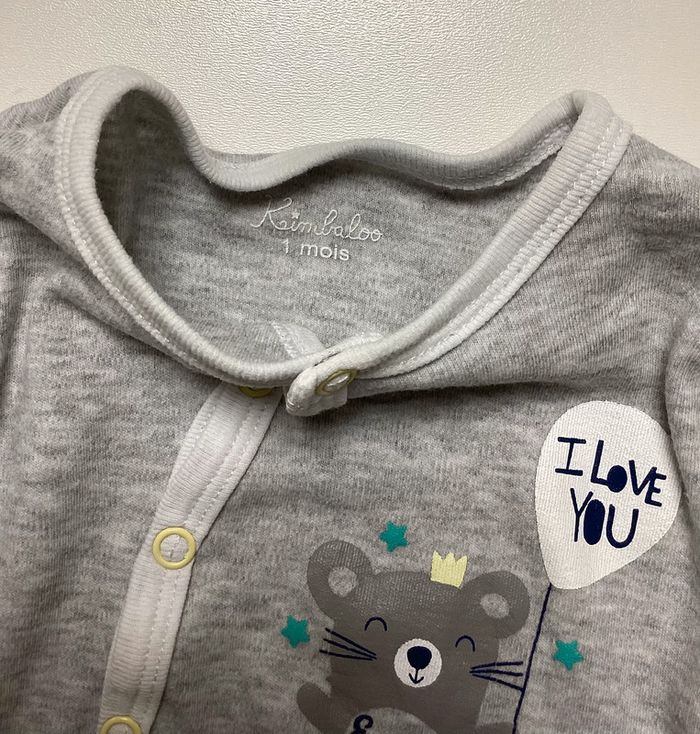 Pyjama coton bicolore 1 mois - photo numéro 3