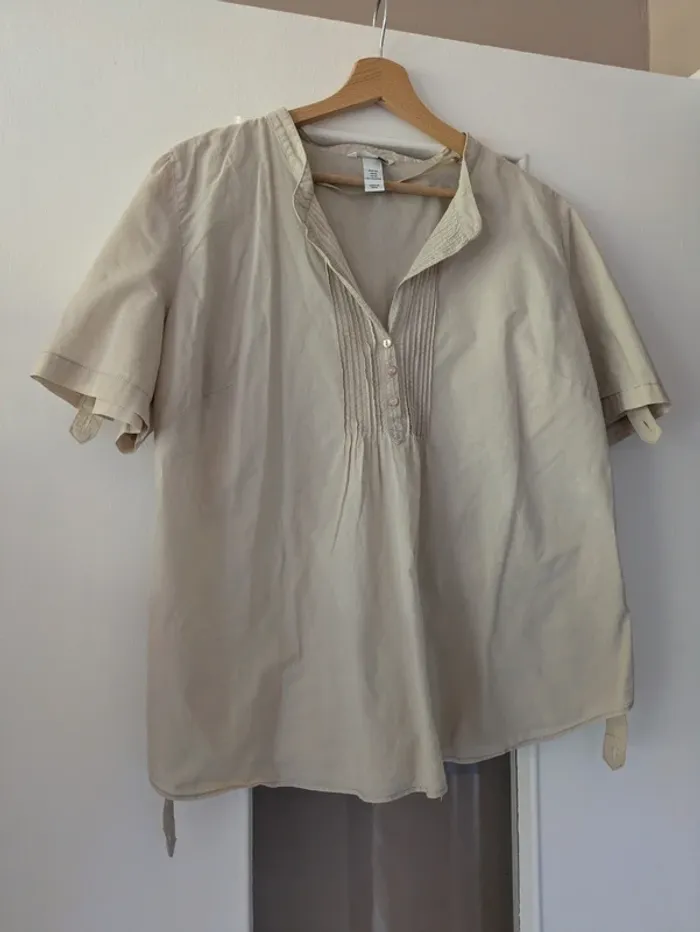 Magnifique haut blouse femme beige H&M taille 46