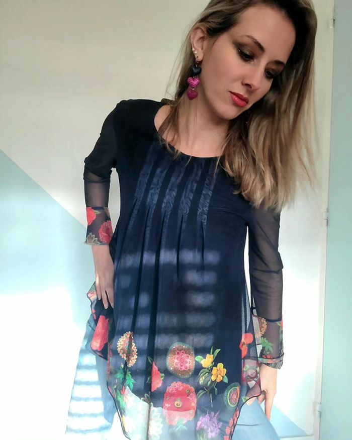 Tunique blouse Haut fleuri femme Marque Desigual taille 36 - photo numéro 7