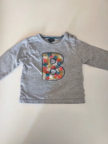 Joli tee shirt manches longues gris chiné et coloré
