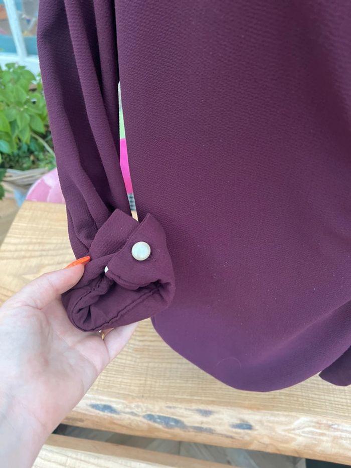 Chemisier blouse cache cœur bordeaux femme akoz de toi collection - photo numéro 4