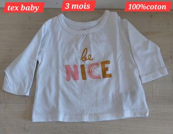 Haut écrit be Nice fille 3 mois 
