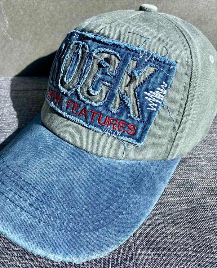 Casquette de Baseball Rock Coton Bleu/Gris effet usé destroy NЕUF - photo numéro 4