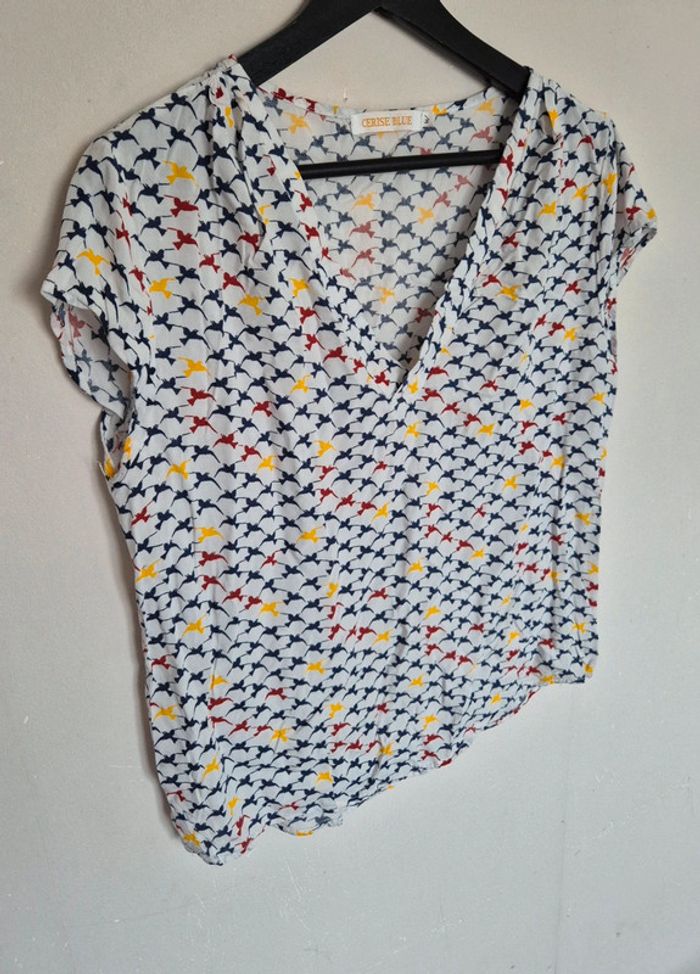 Blouse cerise bleue taille M/L - photo numéro 2