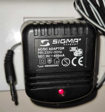 Chargeur Adaptateur secteur SIGMA 9V 450mA