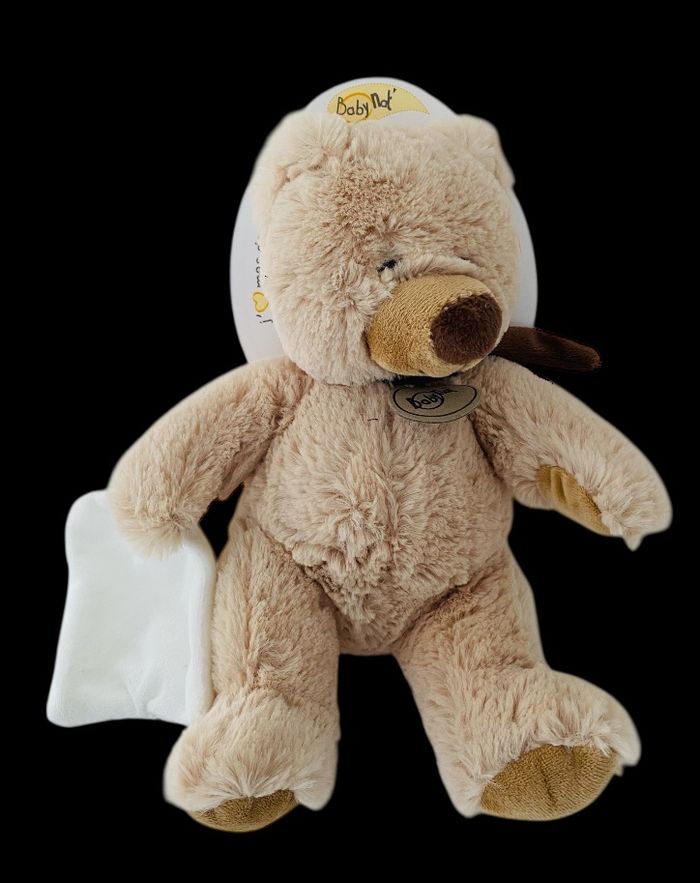 ❤️ Doudou Peluche Mouchoir Ours Assis Babynat Baby Nat Beige Marron