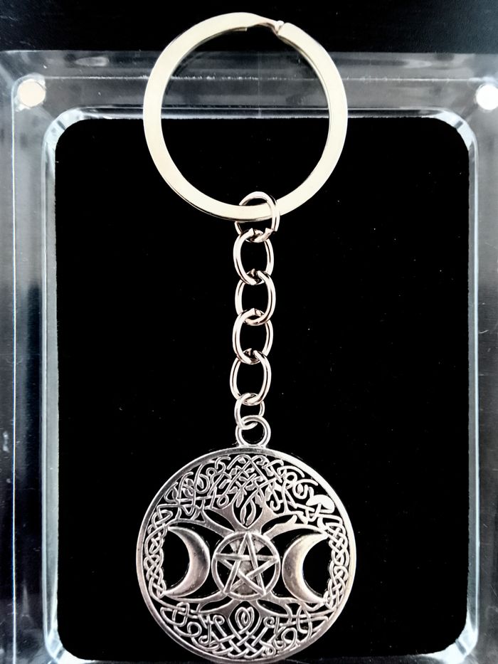 Porte-clés croissant lune, pentagramme, arbre de vie - photo numéro 3