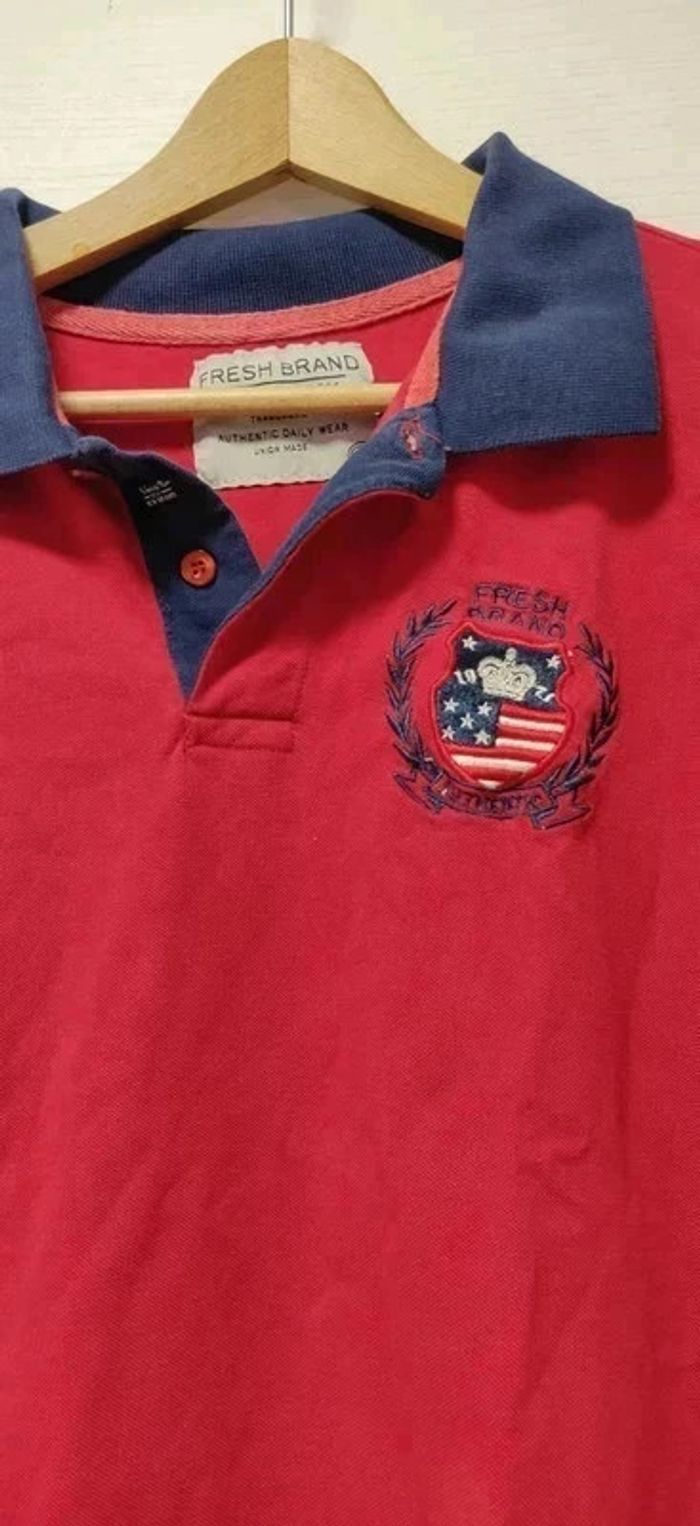 Polo ml rouge et marine Fresh Brand M - photo numéro 3