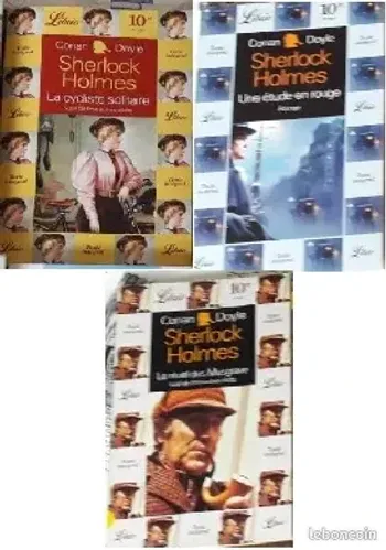 Lot 3 livres sherlock holmes: cycliste solitaire et étude en rouge et rituel des musgrave