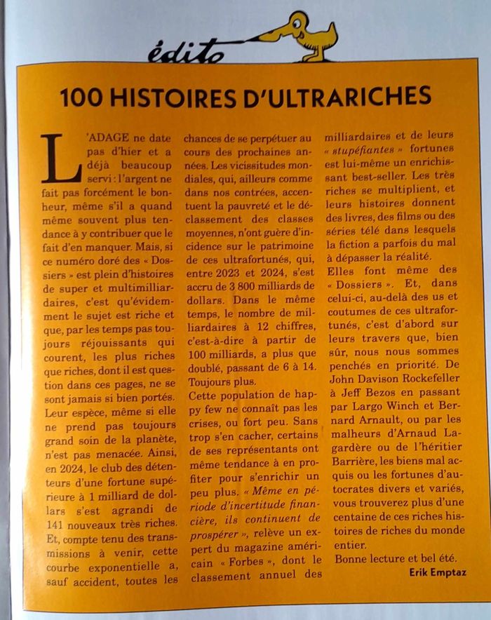 Les dossiers du canard enchaîné  N°172 juillet 2024 : 100 histoires d'ultrariches - - photo numéro 5