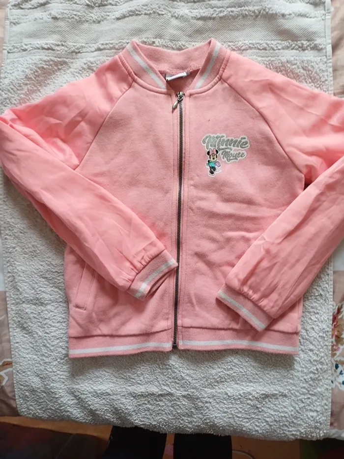 Veste style bomber rose poudre motif minnie - photo numéro 2