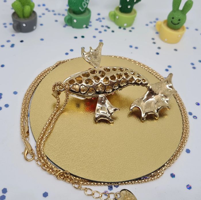 Collier doré carpe koï rouge et orange - photo numéro 5