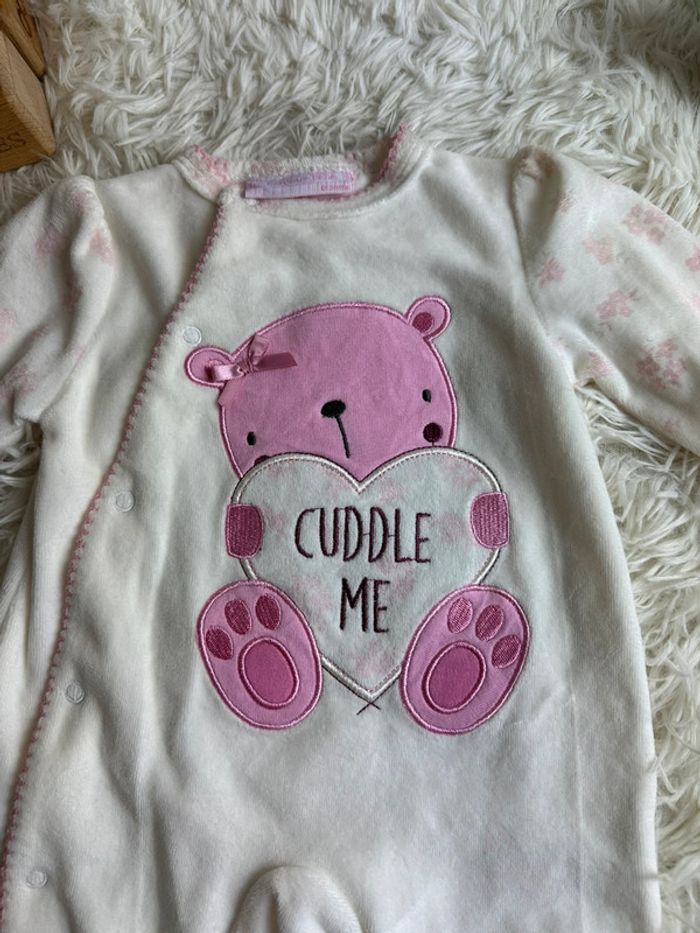 Pyjama velours bonjour bébé taille 0-3 mois - photo numéro 2