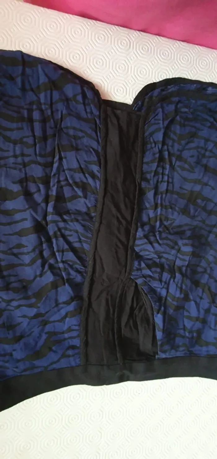 Naf Naf - Petite jupette à poches zebree noir et bleu - photo numéro 4