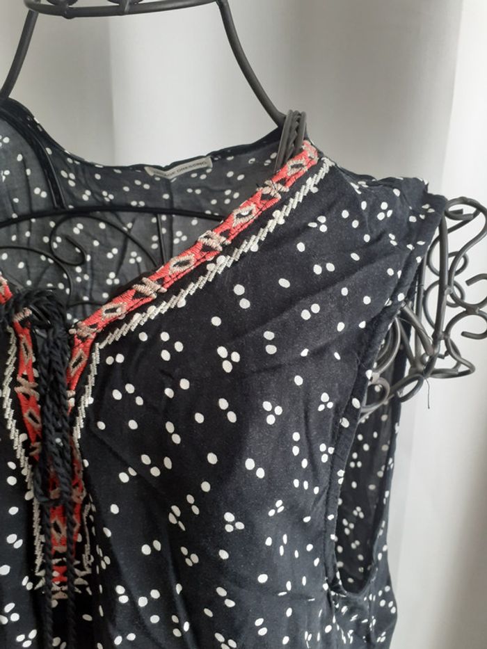 haut fluide à pois et pompons corail - photo numéro 2