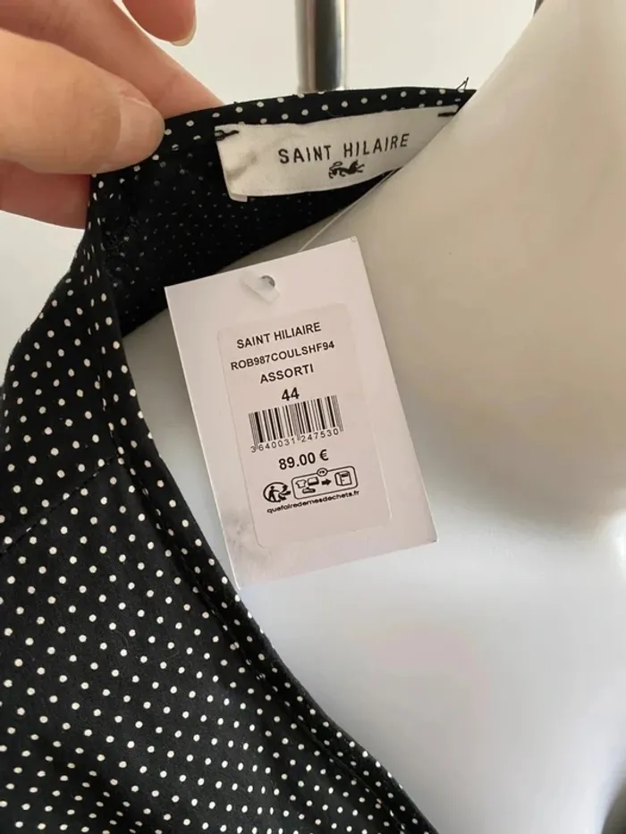 Robe femme midi noir à pois blanc T44/ XL - photo numéro 4
