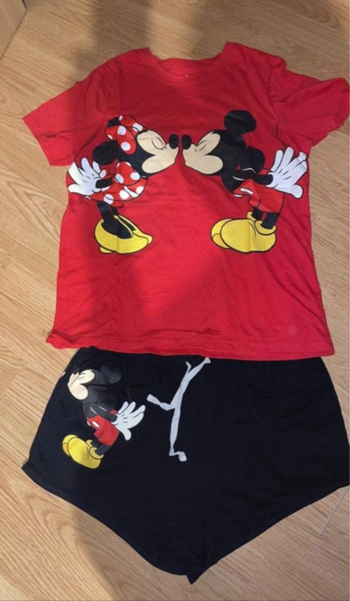 Pyjama Undiz Mickey & Minnie - Short + T-shirt- Rouge/Noir- Taille M