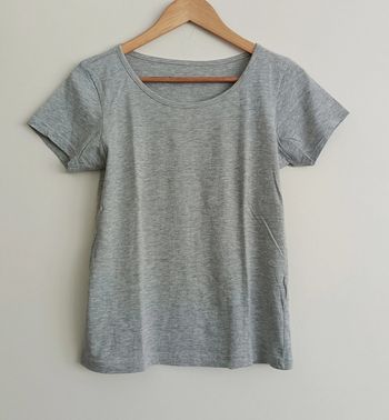 T shirt gris chine. Col rond. Coton. Taille 38
