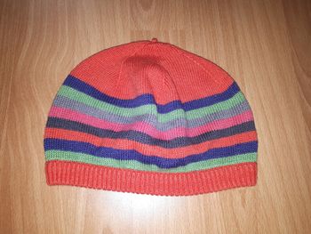 Bonnet boule Okaidi fille en maille rayé