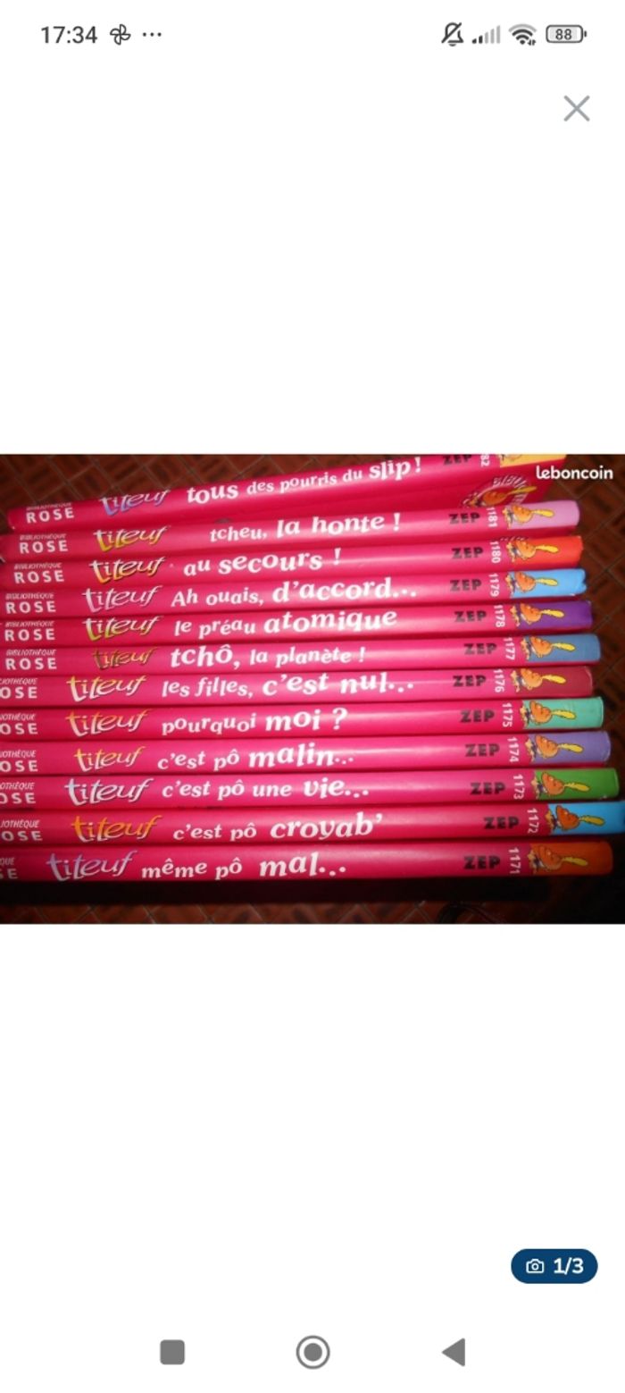 Lot de 13 livres titeuf bibliothèque rose