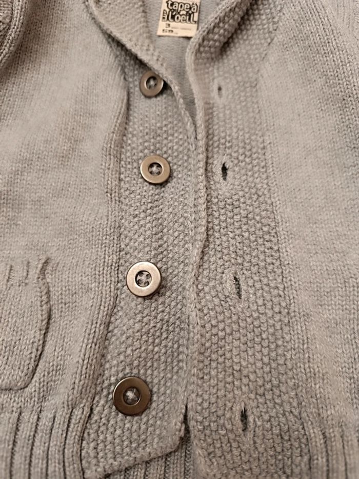 Cardigan - Gilet col châle T. 3 mois TAO - photo numéro 5