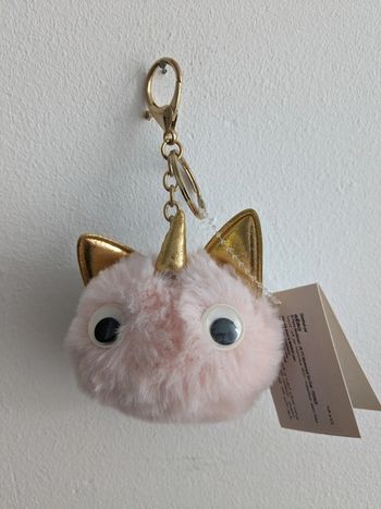 Porte clés pompons licorne rose et dorée