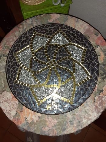 Plateau mosaïque en bois fait main