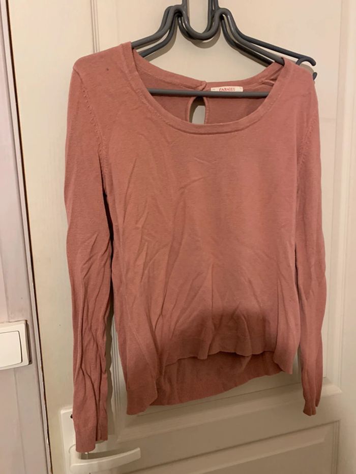 Pull fin femme saumon