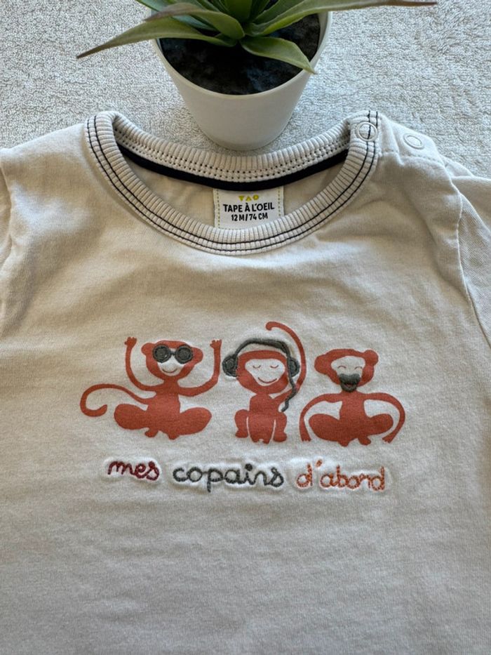 T-shirt manche longue petits singe - photo numéro 4