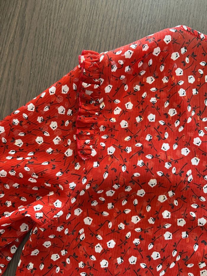 Blouse fluide à fleurs rouge Etam - photo numéro 4