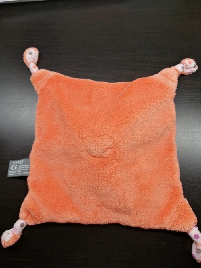 Doudou plat souris orchestra orange pois Prémaman carré 23 cm - photo numéro 3