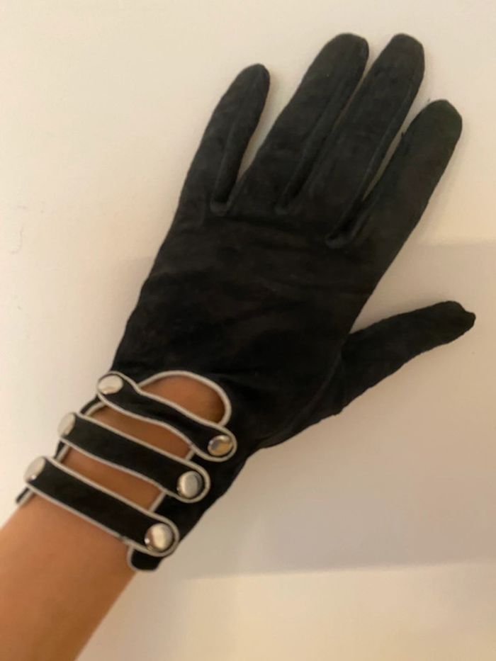 Gants bleus et blancs en nubuck taille 7 S - photo numéro 2
